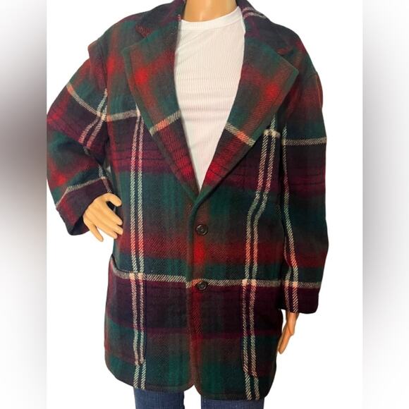 Vintage Ralph Lauren Plaid Wool Coat Made in USA - Picture 1 of 9